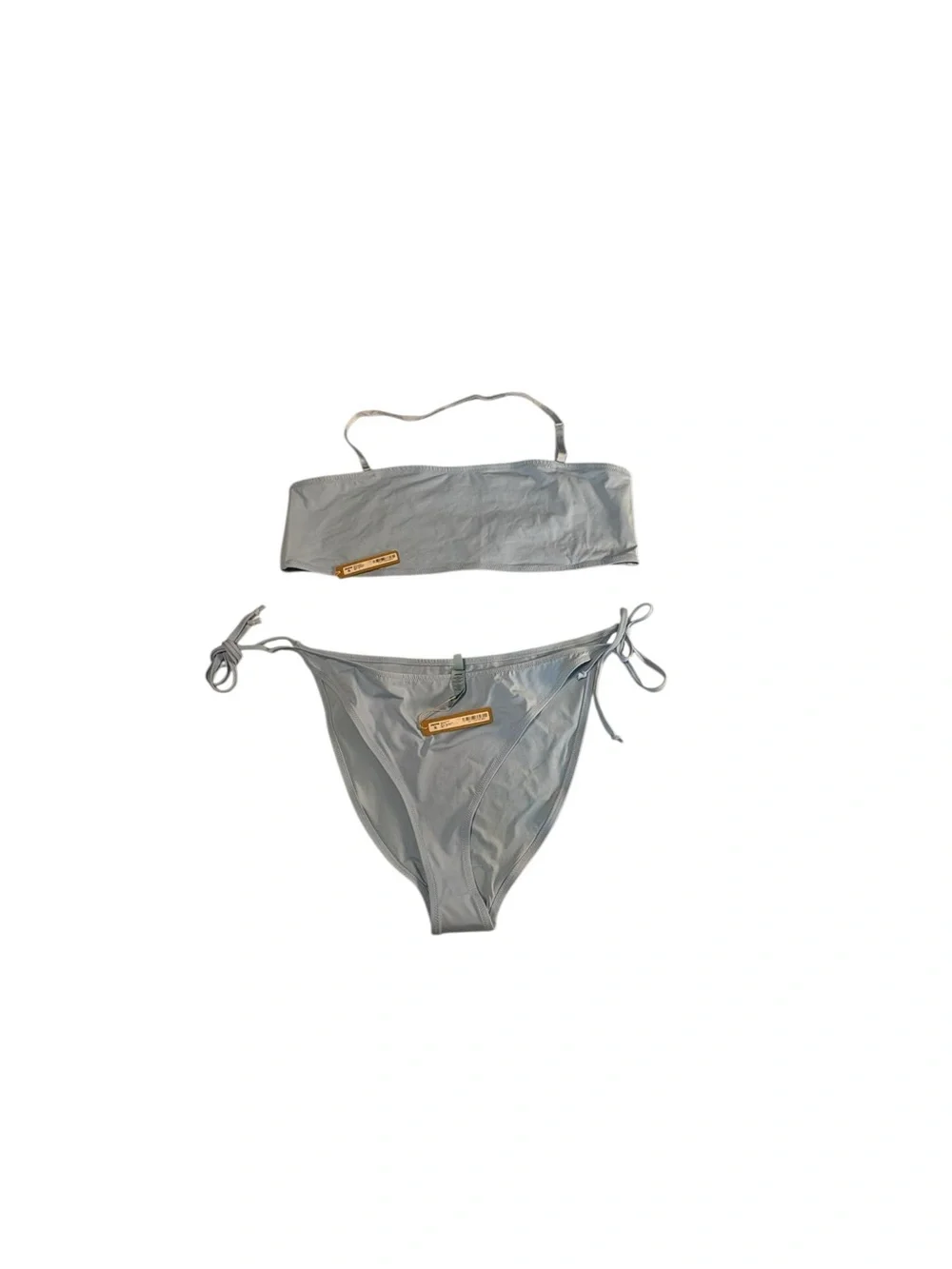 SKIMS Recycled Swim Bikini Set 4X Iris Blue Bandeau Dipped Tie Bottom NWT